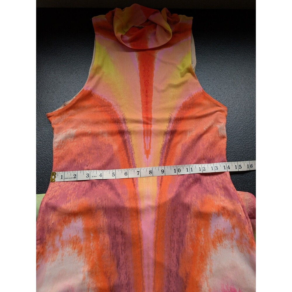 AFRM Serenity Mesh Midi Dress High Neck Psychedelic Size Medium - Picture 7 of 14